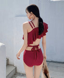 【3色】水着 新作 かわいい フリル ワンショルダー yn7022-jm-WY2310