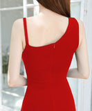 【ブラック・レッド】キャバドレス ミニドレス 非対称 新作 セクシー 脚長効果 MY2-MLS7767