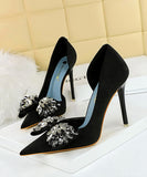 【ヒール10.5CM/7.5CM】ハイヒール パンプス 高見え 新作 ゴージャス ピカピカ リボン MY5-6168-H3