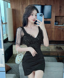 【3色】ミニドレス キャバドレス かわいい 新作 キラキラ 谷間魅せ MY2-EMK1815