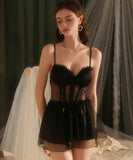 セクシー ルームウェア 透け感レース キャミソール ナイトウェア ブラパッド付き 大人可愛い KS8-GRA5303