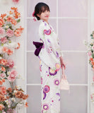 【日本翌日発送】新作浴衣【菊彩の舞×葡萄色】 セパレート 二部式 浴衣 上下セット 巻きタイプ 兵児帯 大人 レディース YKT-25E022