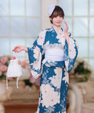 【日本翌日発送】新作浴衣【牡丹夢語×白】 セパレート 二部式 浴衣 上下セット 巻きタイプ 兵児帯 大人 レディース YKT-25E009