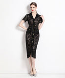 ひざ丈ドレス 新作 ドレス ゴージャス セクシー 高級感 レース MY2-ZY-6928#607