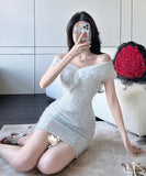 ミニドレス キャバドレス キラキラ セクシー オフショルダー キャバクラ XH2-ZED885334DXH449