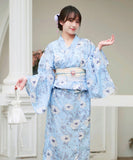 【日本翌日発送】新作浴衣【空のしらべ×白】 セパレート 二部式 浴衣 上下セット 巻きタイプ 兵児帯 大人 レディース YKT-25E018