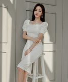 ひざ丈ドレス ドレス 新作 フリル かわいい ゴージャス MY2-ZED882609BH506