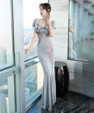 ロングドレス セクシー 着瘦せ 透け感 新作 フリル 脚長効果 MY2-XYD-2318