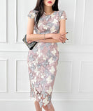 ひざ丈ドレス レース パーティードレス 刺繡 蝶 かわいい 高品質 MY2-ZED880888E