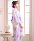 【日本翌日発送】新作浴衣【紫藤の夢×薄葡萄】 セパレート 二部式 浴衣 上下セット 巻きタイプ 兵児帯 大人 レディース YKT-25E021