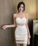 ミニドレス キャバドレス 新作 透け感 セクシー ノーショルダー MY2-YM8751