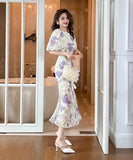 【手作り】ロングドレス かわいい 花柄 新作 ゴージャス 高見え MY2-JY30110