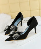 【ヒール10.5CM/7.5CM】ハイヒール パンプス 高見え 新作 ゴージャス ピカピカ リボン MY5-6168-H3