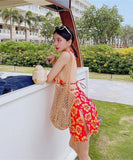 【3点セット】2色 ビキニ 水着 セクシー ビーチ 花柄 カワセクシー 温泉旅行XH7-GM-adn003