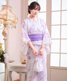 【日本翌日発送】新作浴衣【紫藤の夢×薄葡萄】 セパレート 二部式 浴衣 上下セット 巻きタイプ 兵児帯 大人 レディース YKT-25E021