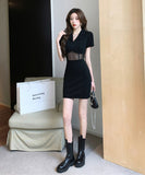 ミニドレス キャバドレス 新作 肌見せ 着痩せ 脚長効果 MY2-LQE-9508H350