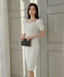 ひざ丈ドレス ドレス 新作 フリル かわいい ゴージャス MY2-ZED882609BH506