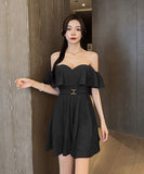 【4色】新作 ミニドレス Aライン かわいい フリル 着瘦せMY2-YM8747