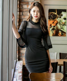 ミニドレス かわいい 新作 透け感 セクシー 谷間魅せ 激得 MY2-YQ-7027