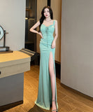 ロングドレス 谷間魅せ セクシー 3色 脚長効果 MY2-YM9146