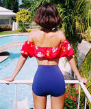 ビキニ 花柄 水着 セクシー 温泉 モノキニ リボン 大人可愛い 着瘦せ XH7-YZM-XF