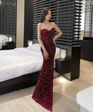 【2色】ロングドレス キャバドレス Party キラキラ ベアトップ セクシー 宴会 XH2-YM9126