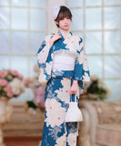 【日本翌日発送】新作浴衣【牡丹夢語×白】 セパレート 二部式 浴衣 上下セット 巻きタイプ 兵児帯 大人 レディース YKT-25E009