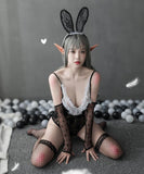 ベビードール  バニーガール セクシー ランジェリー 過激下着 コスプレ ハロウイン  透け感 4点セット BD-JJ-1555