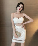 ミニドレス キャバドレス 新作 透け感 セクシー ノーショルダー MY2-YM8751