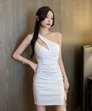 【4色】ミニドレス キャバドレス 新作 非対称 谷間魅せ MY2-YM8753
