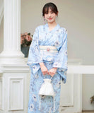 【日本翌日発送】新作浴衣【空のしらべ×白】 セパレート 二部式 浴衣 上下セット 巻きタイプ 兵児帯 大人 レディース YKT-25E018