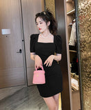 【ブラック＆ホワイト】ミニドレス キャバドレス かわいい 新作 脚長効果 MY2-JY20083