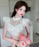 ミニドレス 高見え 新作 かわいい レース フリル 肌見せ MY2-HYL-X1898