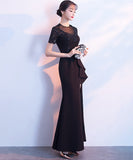 パーティードレス ロングドレスレース 刺繡 肌見せ 谷間魅せ MY2-MLS4277