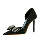 【ヒール10.5CM/7.5CM】ハイヒール パンプス 高見え 新作 ゴージャス ピカピカ リボン MY5-6168-H3