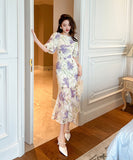 【手作り】ロングドレス かわいい 花柄 新作 ゴージャス 高見え MY2-JY30110