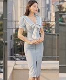 膝丈ドレス エレガント 気質 リボン 大人可愛い 高級感 キャバドレス XH2-ZED886632BH506