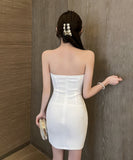 ミニドレス キャバドレス 新作 透け感 セクシー ノーショルダー MY2-YM8751