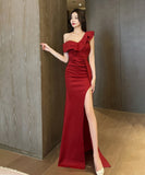 ロングドレス パーティードレス 新作 フリル ワンショルダー MY2-YM9152