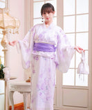 【日本翌日発送】新作浴衣【紫藤の夢×薄葡萄】 セパレート 二部式 浴衣 上下セット 巻きタイプ 兵児帯 大人 レディース YKT-25E021