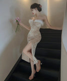 4色 ロングドレス かわいい 新作 セクシー パーティー ドレス MY2-LQE7721