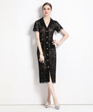 ひざ丈ドレス 新作 ドレス ゴージャス セクシー 高級感 レース MY2-ZY-6928#607