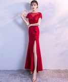 パーティードレス ロングドレスレース 刺繡 肌見せ 谷間魅せ MY2-MLS4277