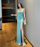 ロングドレス 谷間魅せ セクシー 3色 脚長効果 MY2-YM9146