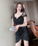 ミニドレス キャバドレス かわいい セクシー 谷間魅せ 新作 MY2-LQE229