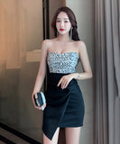 ミニドレス キャバドレス 新作 かわいい ノーショルダー MY2-LQE-5937GT536