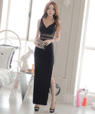 ロングドレス レース セクシー 谷間魅せ 新作 パーティー 二次会 MY2-MLS2498