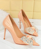 【4色】ハイヒール パンプス パーティー 宴会 リボン ピカピカ かわいい MY5-3391-H9