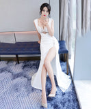 ロングドレス セクシー 谷間魅せ 肌見せ 新作 透け感 指名 MY2-XYD-2329