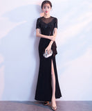 パーティードレス ロングドレスレース 刺繡 肌見せ 谷間魅せ MY2-MLS4277